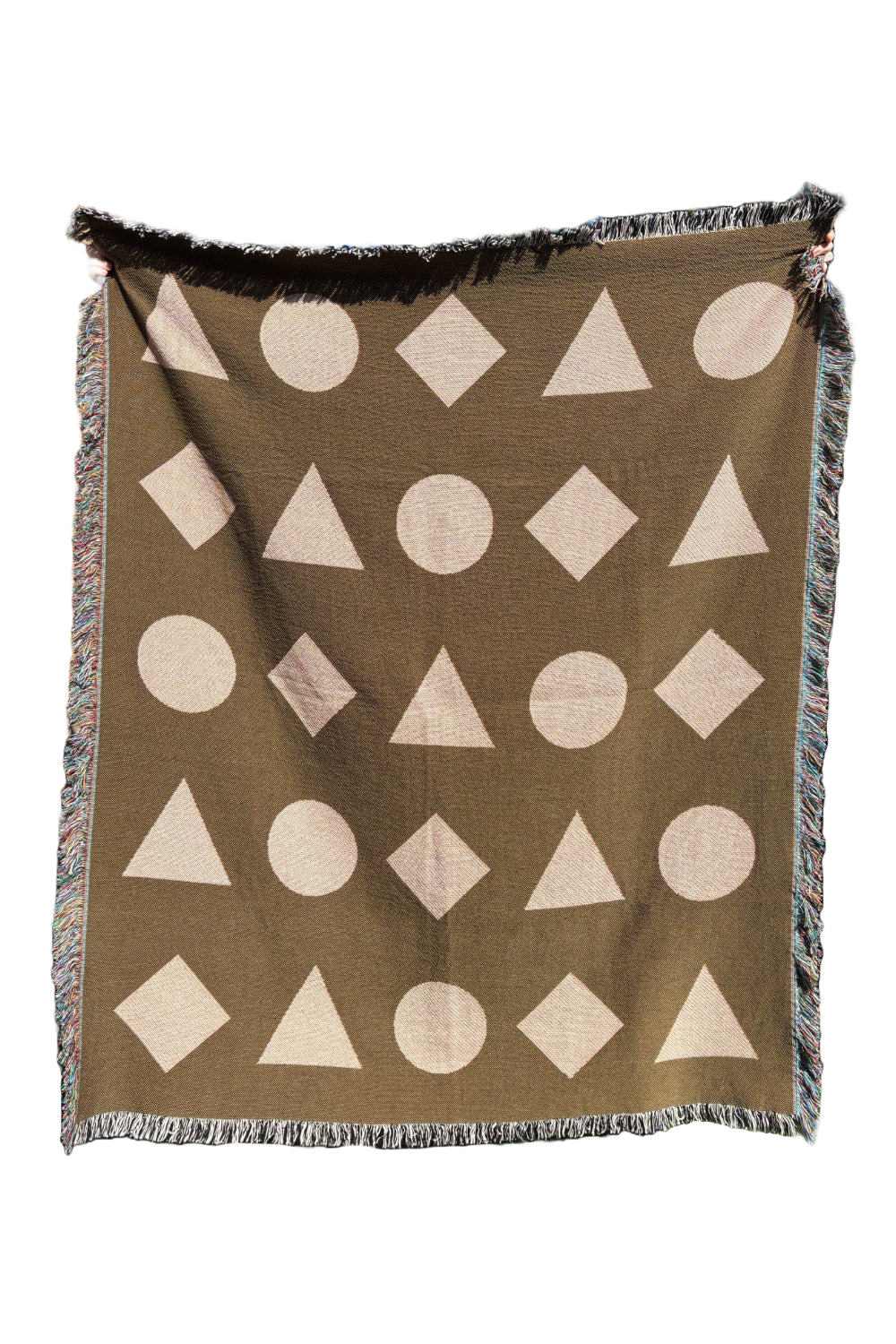 Green Geometric Shapes Woven Throw Blanket