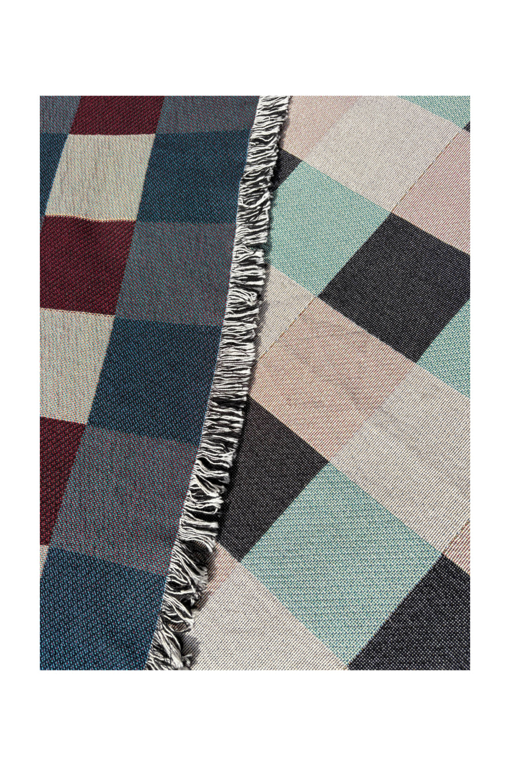 Beige & Green Gingham Woven Throw Blanket