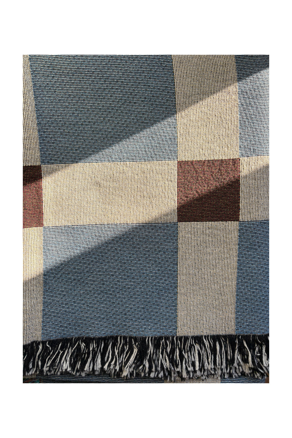 Blue & Brown Gingham Check Woven Throw Blanket