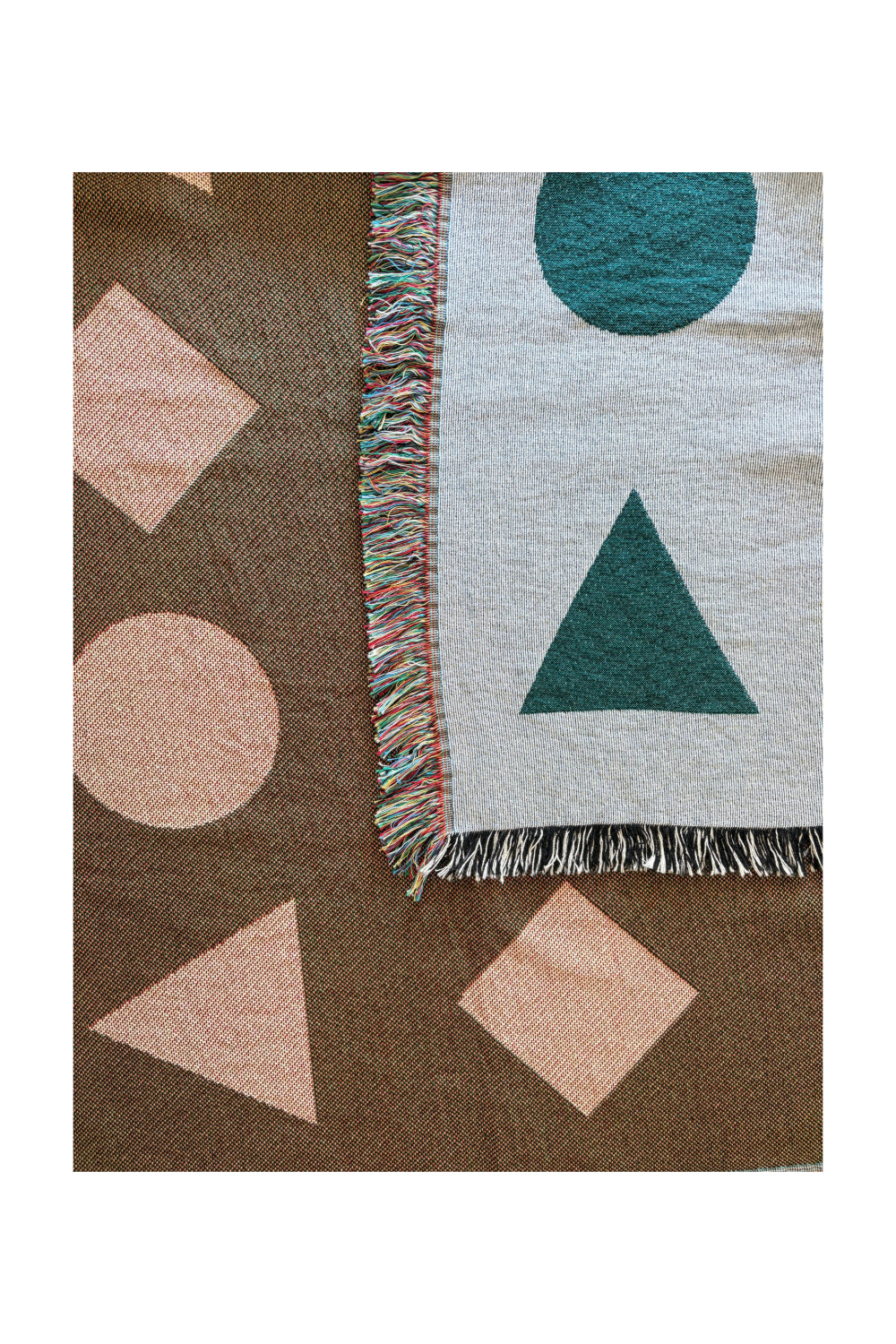 Green Geometric Shapes Woven Throw Blanket