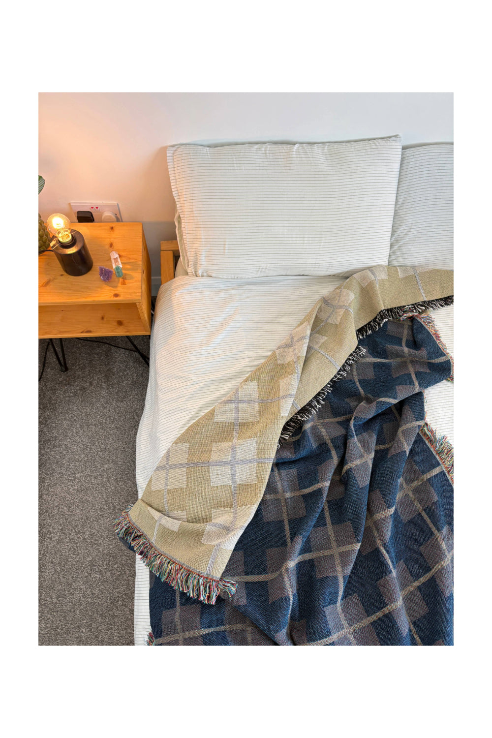 Olive Square Check Woven Throw Blanket