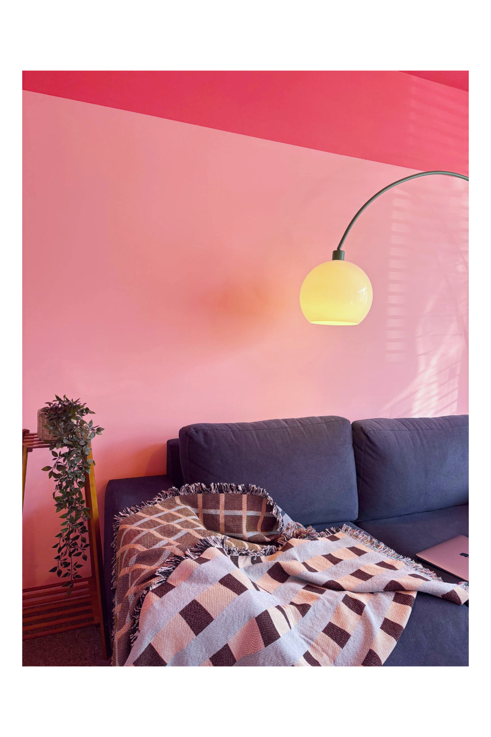 Blue & Beige Block Grid Woven Throw Blanket