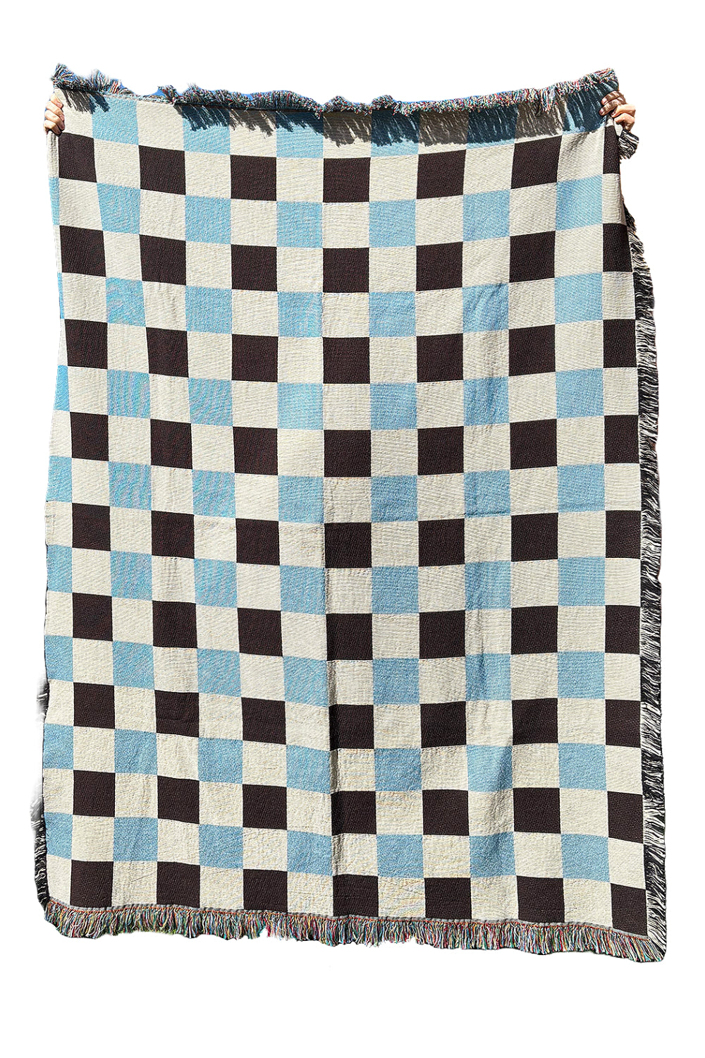 Blue & Brown Classic Check Woven Throw Blanket