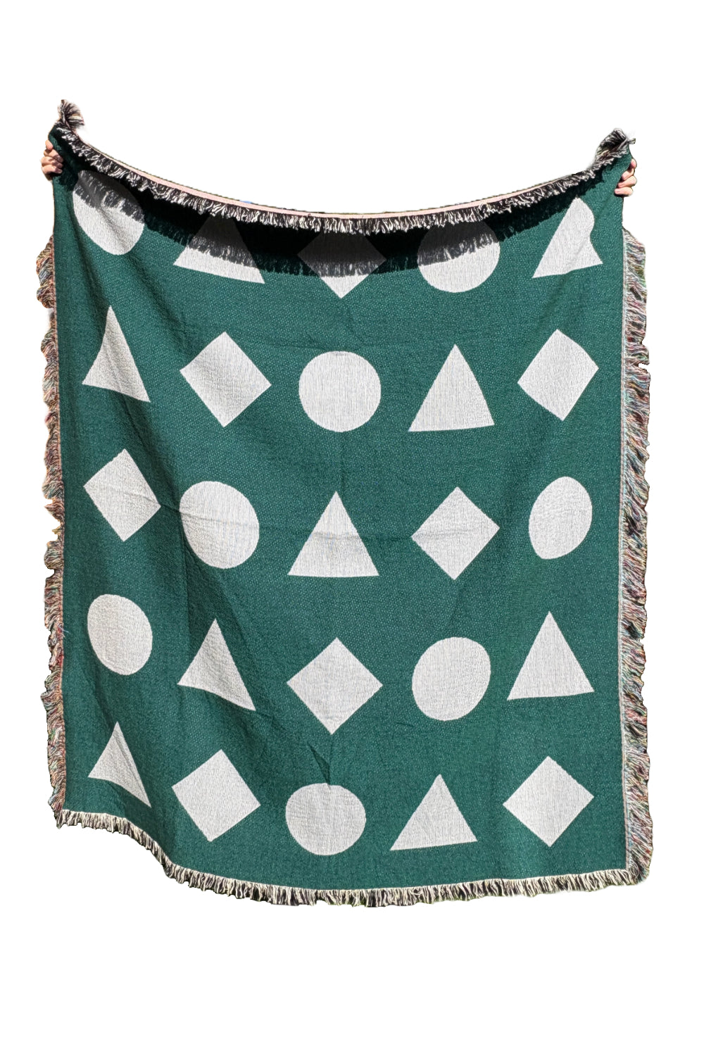 Blue Geometric Shapes Woven Throw Blanket