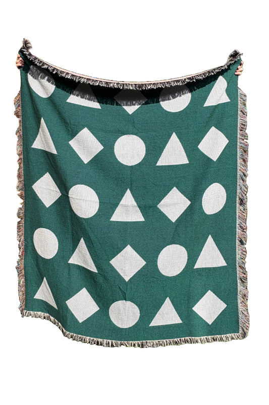 Blue Geometric Shapes Woven Throw Blanket