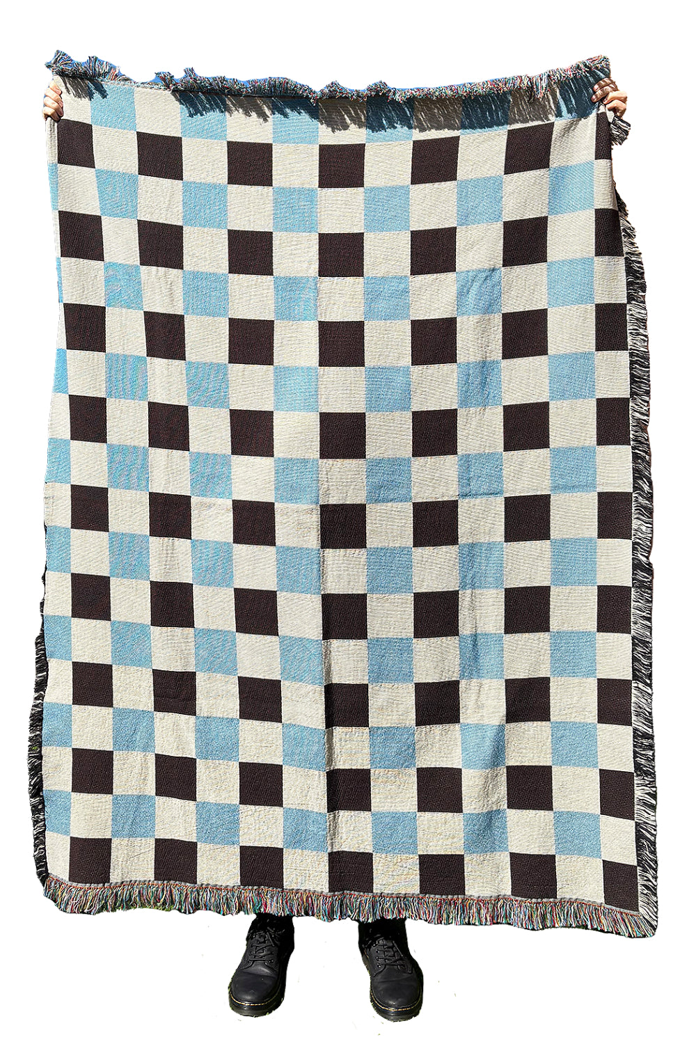 Blue & Brown Classic Check Woven Throw Blanket