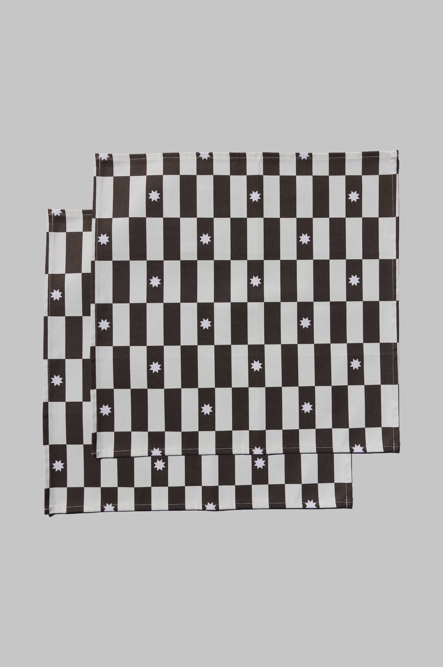 Brown Checkers & Stars Napkins Set of 2