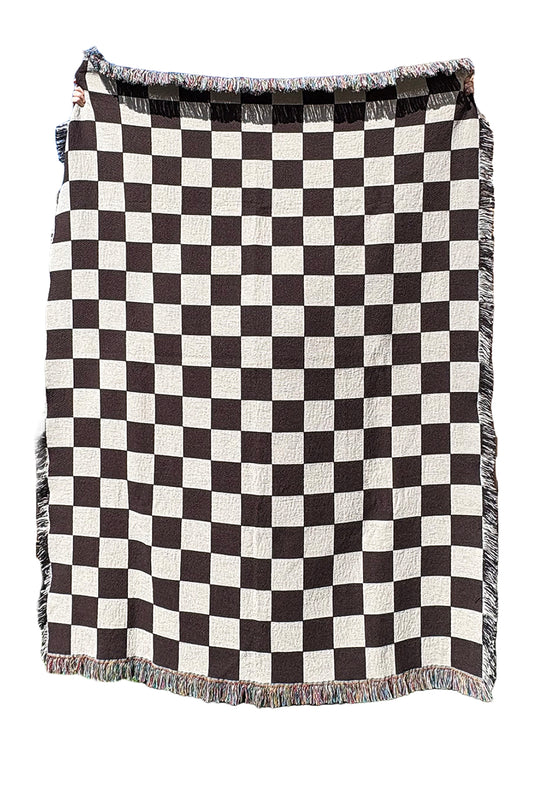 Brown Classic Check Woven Throw Blanket