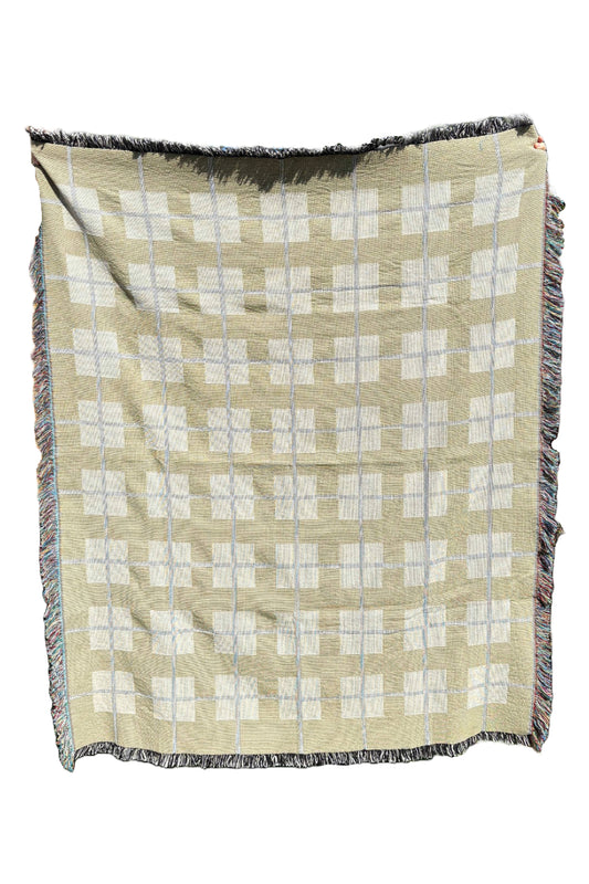Olive Square Check Woven Throw Blanket