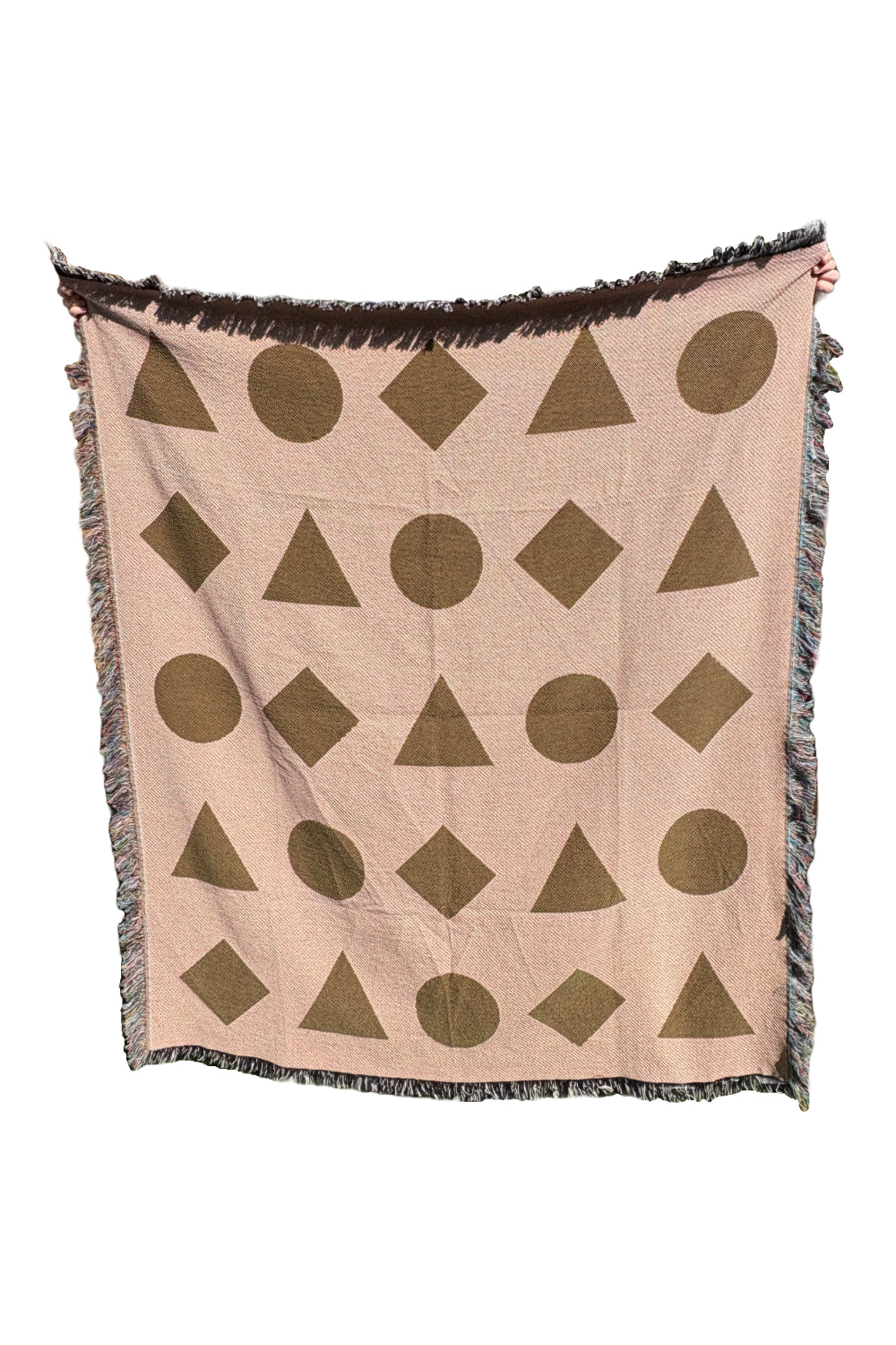 Blue Geometric Shapes Woven Throw Blanket