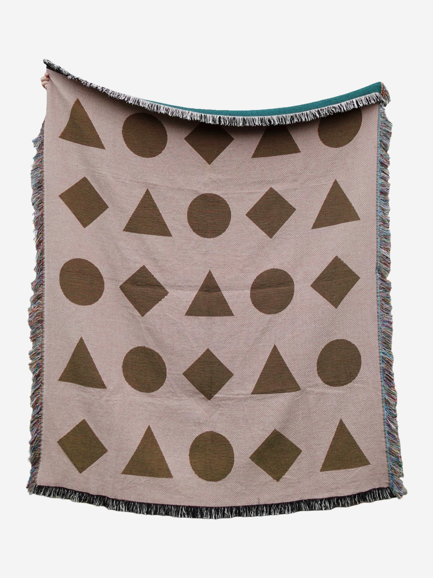 Blue Geometric Shapes Woven Throw Blanket