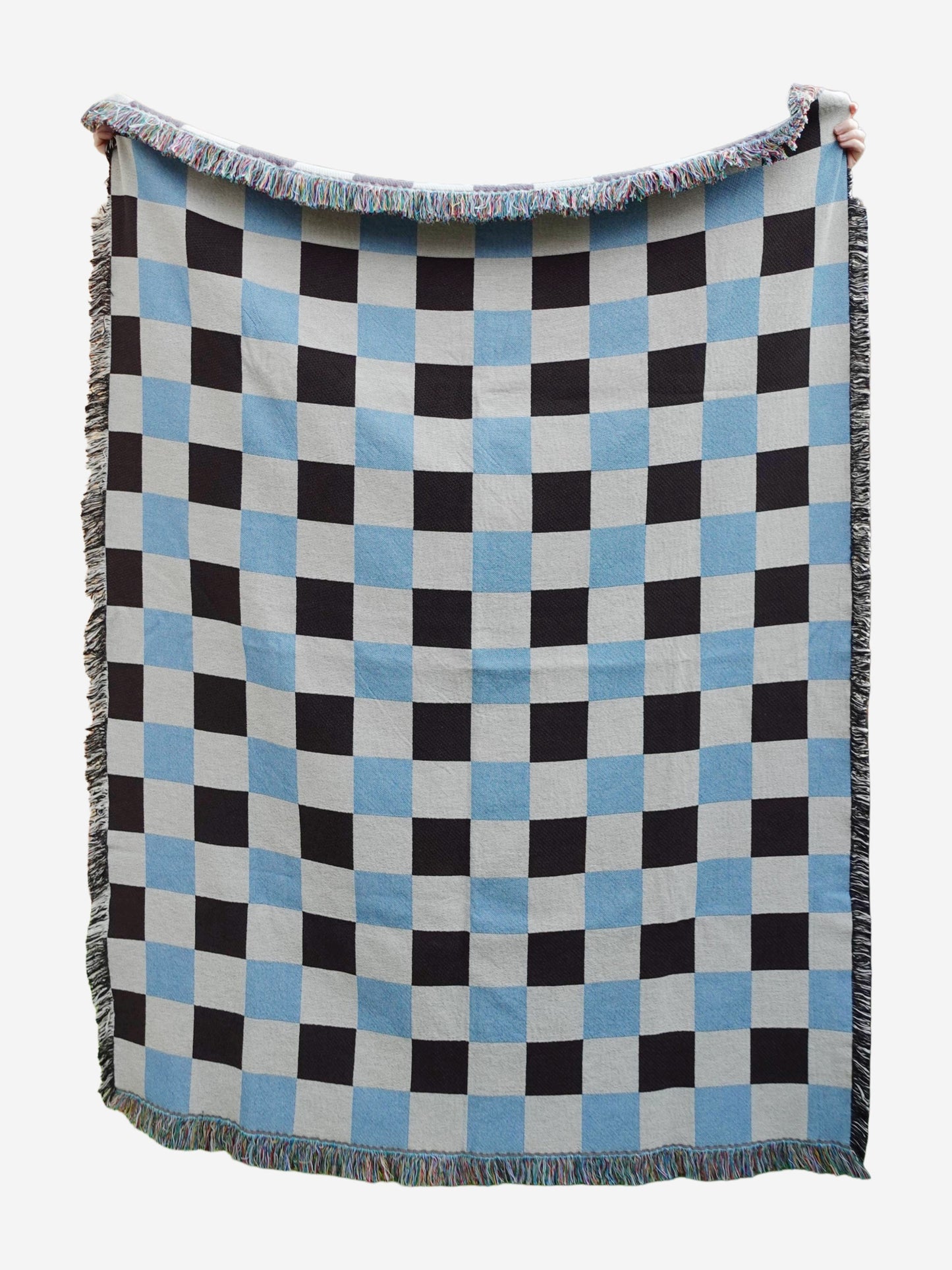 Blue & Brown Classic Check Woven Throw Blanket