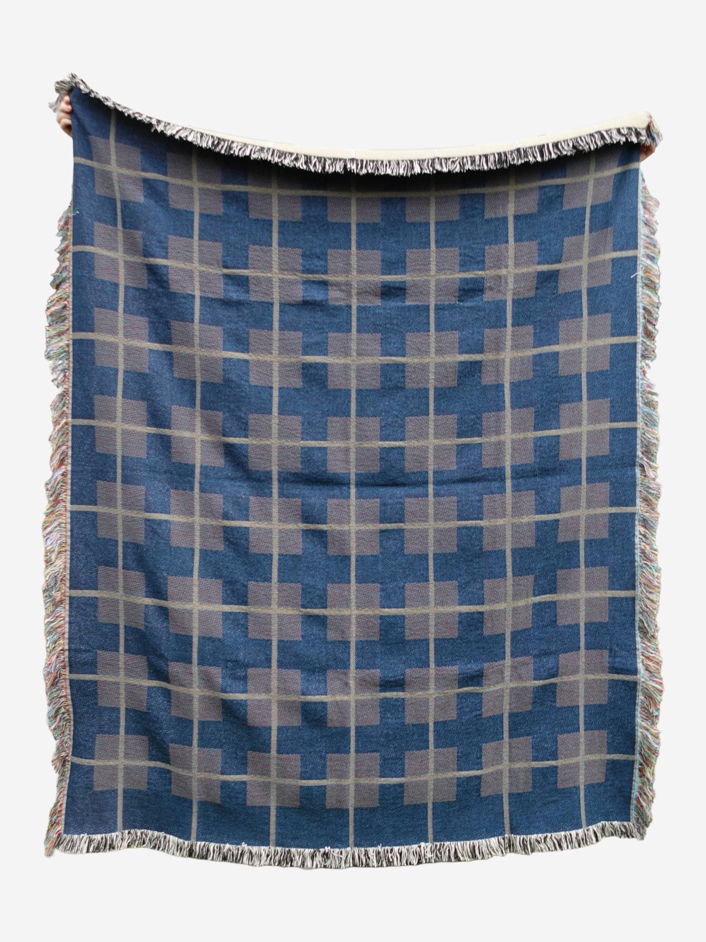 Olive Square Check Woven Throw Blanket