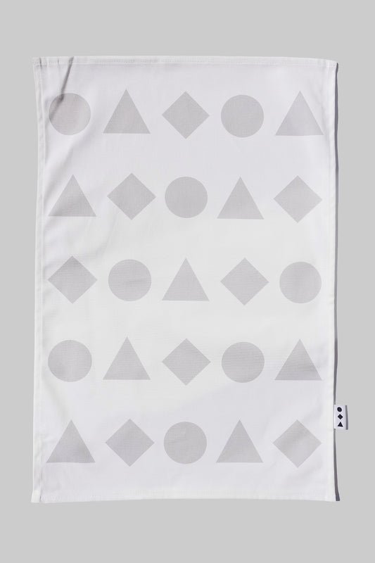 Grey Geometric Shapes Tea Towel