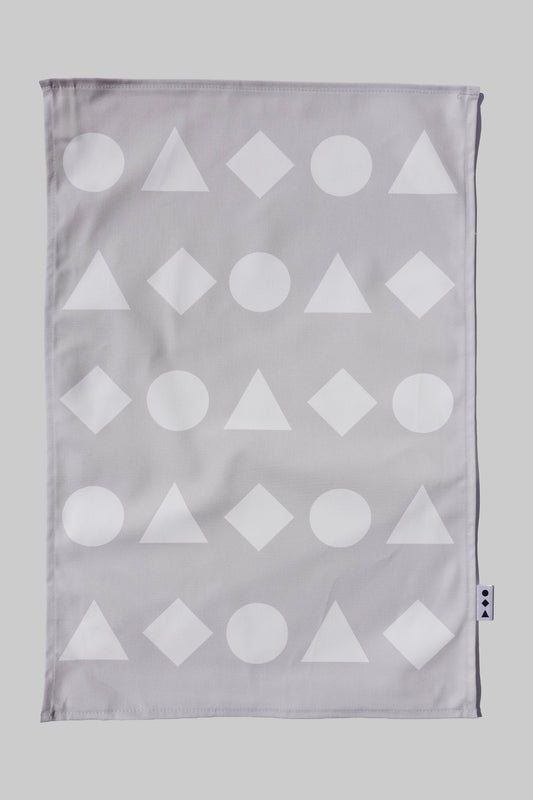 White Geometric Shapes Tea Towel